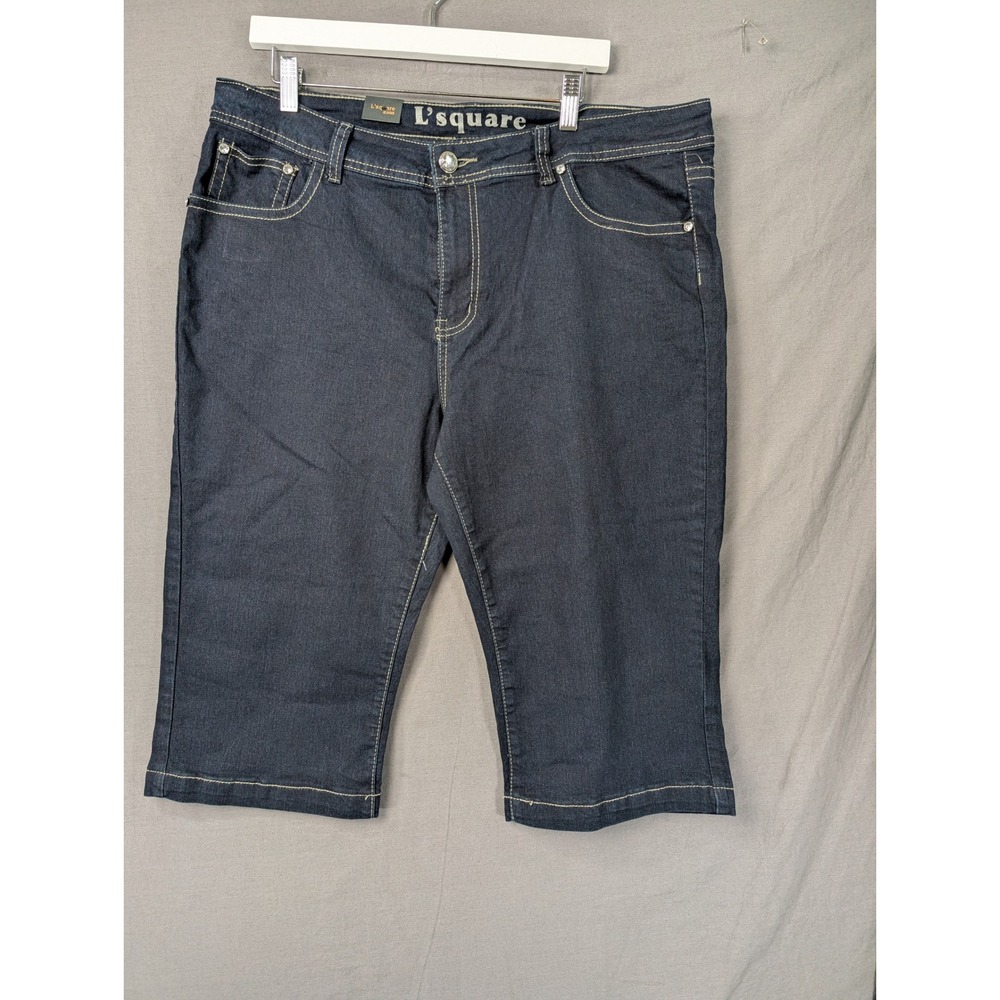 L'square Jeans Plus Capri Dark Wash Rhinestone Back Pocket LS-Size 20